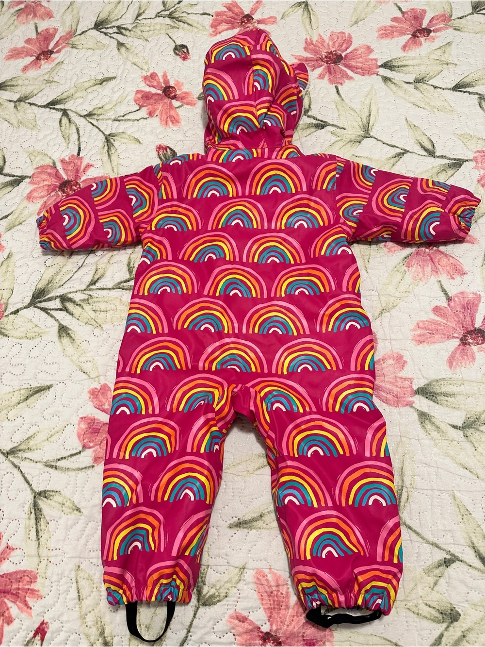 Hatley Rainy Rainbows Sherpa Lined Baby Rain Bundler Suit Size 9-12 Months - Picture 8 of 11